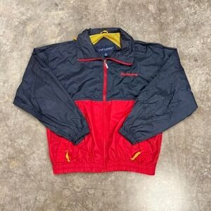 Vintage Budweiser Navy Blue & Red Color Block Windbreaker Promo Jacket Size L